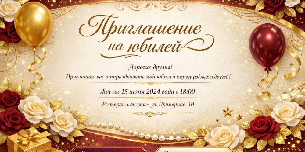 Пример приглашения на юбилей